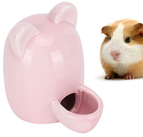 Distributeur d'eau potable Céramique Slient Bouteille Abreuvoir Automatique Petits Animaux pour Hamster Hérisson Chinchilla Furet Petit Cochon d'Inde, Rose, 250ML