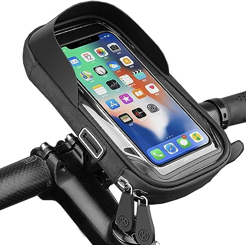 flintronic Bike Phone Holder Waterproof, Bike Phone Mount 360° Rotation, Cycling Handlebar Bag with Touchscreen, Bicycle Phone Cycling Bag for iPhone Samsung up to 6.4'', 17*10*5.8CM