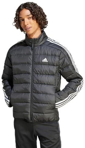 adidas Herren Essentials 3-Stripes Light Down Jacket, Black, XL