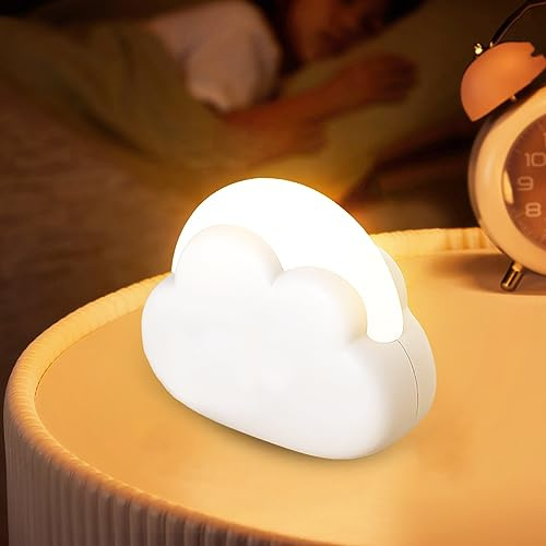 1 Stück LED Nachtlicht Kinder, Tragbar Wolke Nachtlicht Dimmbar USB Aufladbar Nachtlicht Stilllicht Baby für Schlafzimmer, Kinderzimmer, Babyzimmer, Geschenke für Frau, Mädchen, Freunde(Weiß)