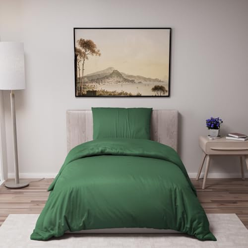 Dreamzie - Bettwäsche 135x200 Set Grün – Bettbezug mit 1 Kissenbezug 50x70 – Mikrofaser Weich & Pflegeleicht - Oeko-Tex