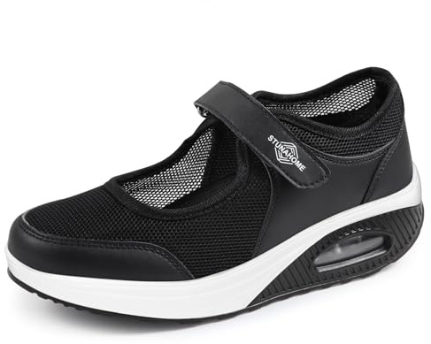 STUNAHOME Women Mary Jane Sneakers Breathable Mesh Air Cushion Comfortable Lightweight Casual Walking Shoes
