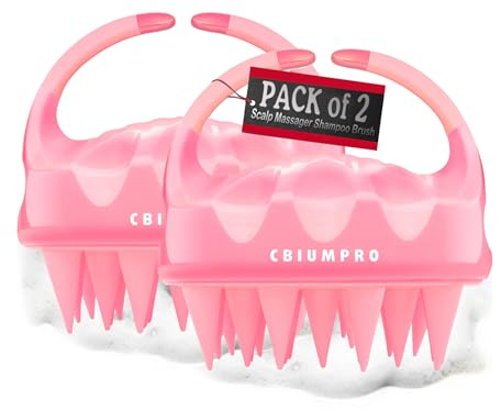 Antonki 2 Stück Kopfhaut Massagebürste [Nass & Trocken], Shampoo Haarbürste für Peeling und Kopfmassage, Silikonkamm Pflege Haarwurzel, Healthy Head ohne Schuppen, Stimuliert das Haarwachstum - Rosa