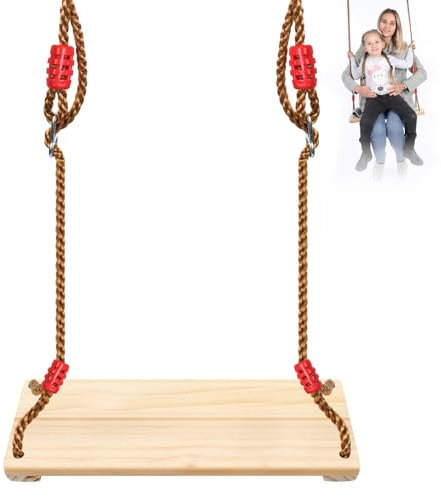 MaxAwe 40*16*1.2cm Holz Schaukel Schaukelsitz, max 150kg Belastung Standhalten Schaukel Kinderschaukel Garten Brettschaukel, Schaukel Outdoor für Erwachsene mit Höhenverstellbar Seil für Außenbereich