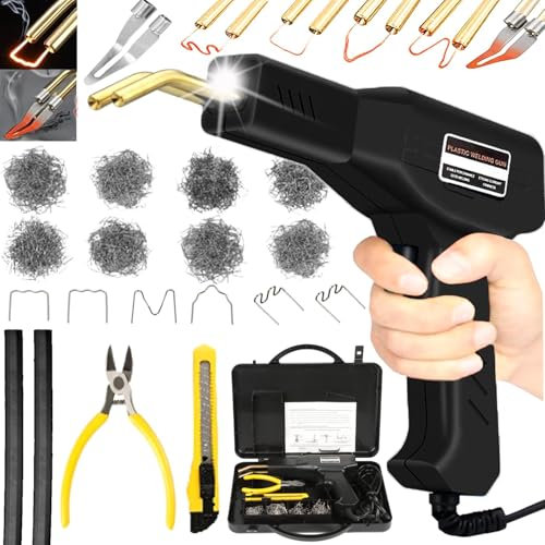 HYHJMISTY Soldador de plástico de 220 W, 2 en 1, 800 grampos, Pistola de soldar plástico, Reparación de para-choques de carro, Negro