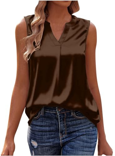 Canottiera Donna Estiva Raso Moda Spaghetti Canotte Sexy Scollo a V in Pizzo Elegante Leggera Base Canottiere Chic Semplice Camicia Shirt Senza Maniche Seta Sottogiacca Curvy Casual Tank Top Bluse