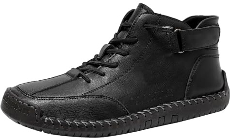 Chaussures de loisirs pour homme avec dessus en cuir, chaussures sportives hautes, en cuir, résistantes à l'usure, chaussures à lacets pour soulager la douleur, chaussures pieds nus, confortables