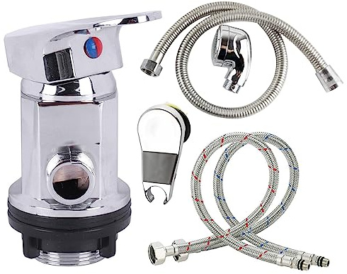 Mixer Taps Sprayer Set, Shower Mixer Tap Outlet 1/2, with 80 cm Inlet Pipes and Outlet Pipes & Sprinkler & Brackets, Hairdressing Salon Basin Hand Shower+Hose, for Motorhome Campervan Bathing Spa