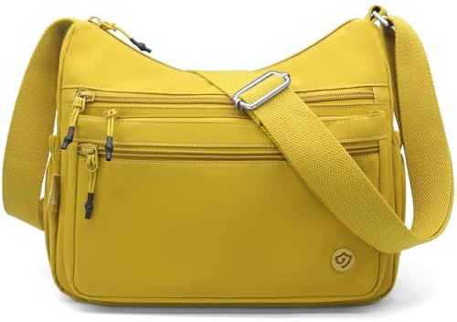 REETEE Borsa Tracolla Donna Nylon Borsetta Tracolla Donna Impermeabile Borsa a Spalla Multitasche Crossbody Bag per Lavorare Shopping Festa (giallo)