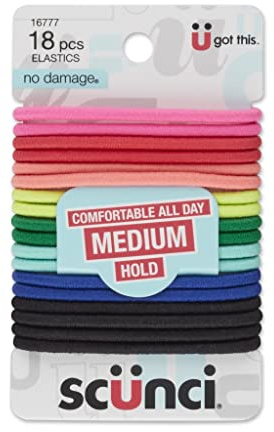 Scunci Multicolor No Damage Hair Elastic Ties, 18ct