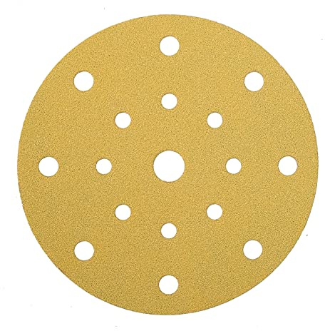 Mirka Gold Universal-Schleifpapier Ø 150mm Klett 17-Loch/Korn P220, 100 Stk/Zum Schleifen von Gips, Spachtel, Spanplatten, Holz, Lack