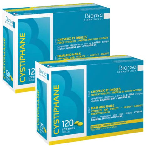 Cystiphane Bailleul- Cystine B6 -Zinc - Arginine - Force et Vitalité Protège du stress oxydatif - Complément alimentaire pour cheveux et des ongles fragilisés - Lot de 2 boites de 120 Comprimés