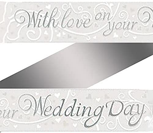 9ft Banner with Love On Your Wedding Day Metallic, Silver
