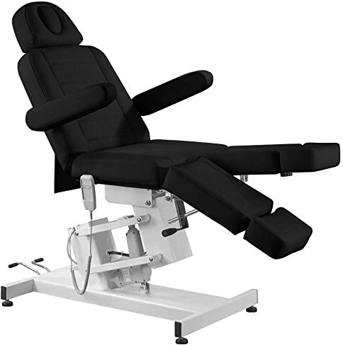 Activeshop Azzurro 706 Pedi Kosmetikliege Massageliege Massagetisch Massagestuhl Schwarz bis 200 kg belastbar Premium-PU-Leder mit 1 motoren 186 x 58 x (62,5-84,5) cm (L x W x H)