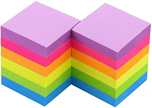 Early Buy 2x2 Sticky Notes with 6 Bright Color Self-Stick Notes 12 Pads/Pack, 100 Sheets/pad