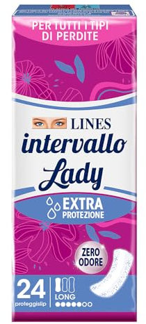 Lines INTERVALLO LADY Light Long, Confezione da 24 Proteggislip