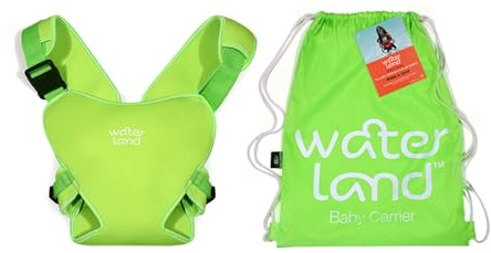 WaterLand Babytrage Innovativer Tragesitz für Wasser und Land Grün - Wasserdichter Brustgurt für Kleinkinder mit verstellbaren Trägern, Leichter Tragesitz für Pool und Strand