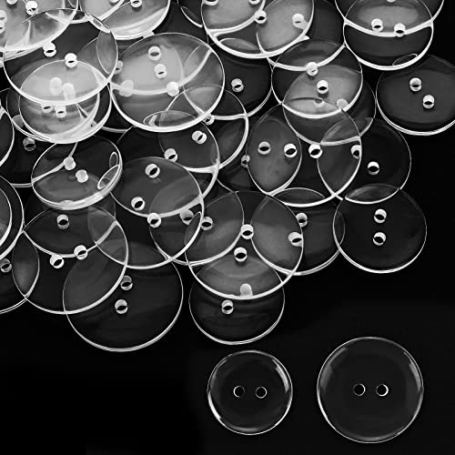 Prasacco Lot de 50 boutons à coudre ronds en résine transparente – 2 tailles (20 mm, 25 mm) boutons de chemise