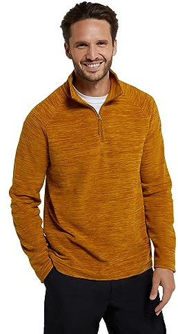 Mountain Warehouse Snowdon Mens Micro Fleece Top - Breathable Antipill, Half Zip Collar Sweater, Quick Drying Smooth Pullover - For Spring Summer & Outdoors Mustard L