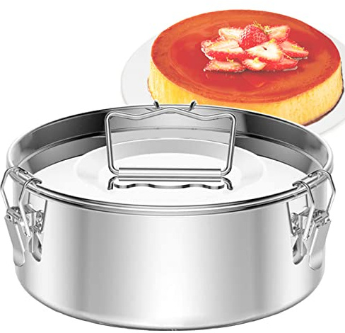 puluru Flan Pan Flanera Mold, Stainless Steel Flan Mold with Lid - Flan Maker for 6 Quart Instant Pot