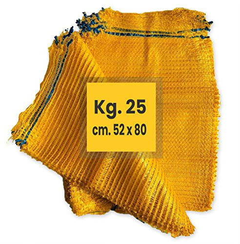 Sacco a rete per patate-legna Giallo con nastrino di chiusura | cm. 52 x 80 (kg. 25 di patate)