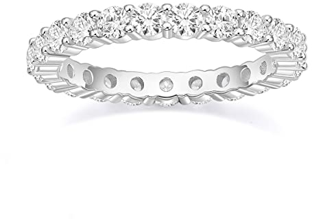 Titaniumcentral 3 mm dam eternity ring silver 925 zirkonia full evighetsringar förstift ring smal förlovningsringar vigselringar vigselringar memoire ringar, Silver, Kubisk zirkonia