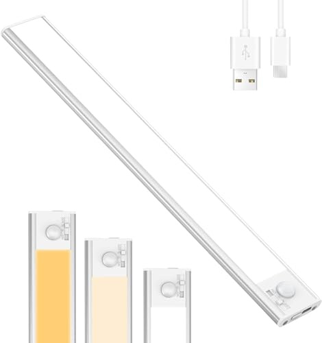 Epicflare 40 cm inbyggd lampa kök LED 3 000 mAh skåpbelysning trådlösa lysdioder sensor ljus 3 färglägen dimbar skåpbelysning med rörelsedetektor för kök garage skåp trappa
