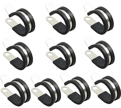 NICAVKIT 10 pcs 30mm serre-câbles en caoutchouc P clips colliers de serrage colliers de serrage serre-câbles kit en acier inoxydable