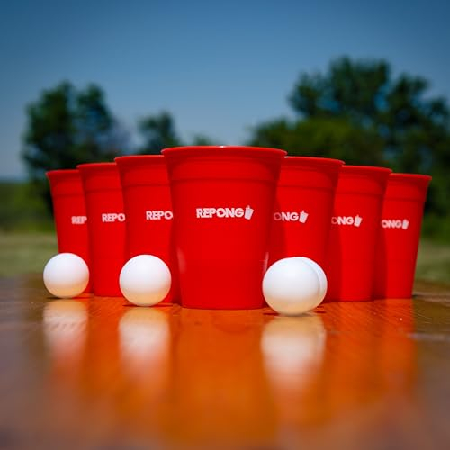 RePong Bierpong Becher, Partybecher, Beerpong, extrem langlebig, spühlmaschinengeeignet und wiederverwendbar aus Hartplasik Cups (Rot/Blau) (22x Rot) (22x Rot)