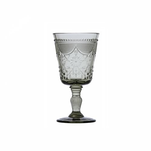 FORTESSA Debutante Vintage Themed Glassware, 10 Ounce Water Goblets (Set of 6), Dishwasher-Safe Water Glasses, Smoke Gray