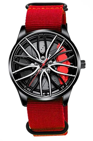 ROSSOM Hommes Montre Hommes Sport Montres mâle évider Conception Montre Nylon Militaire analogique Quartz Montre pour BMW Roue étrier Hommes Montres