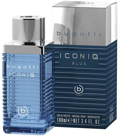 bugatti Parfüm Herren Iconiq Blue 100ml I aromatisch-aquatisch-ambriertes Männer Parfüm mit maritimen Noten aus Zitrone, Salbei, Amber & Moschus I zeitlos erfrischendes Eau de Toilette Herren Parfüm