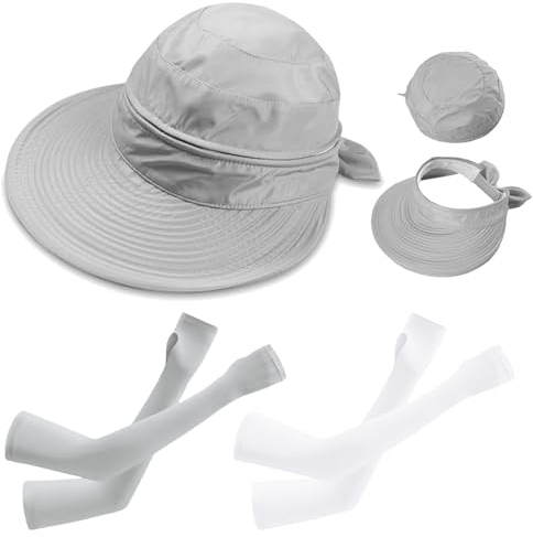 JSTHHTT Chapeau de Soleil pour Femmes, Casquette Visiere Sport Eté Chapeau, Pliable Chapeau de Soleil Démontable, Large Bord, Protection UV, per Piscine Camping Pêche Jardinage