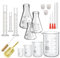 JESSTOLO Glass Erlenmeyer Flask Set(150 ml/100 ml/50 ml), with 4pcs Graduated Beaker, 3pcs Measuring Cylinder with 3pcs Dropper, 2pcs Stirring Rod and 2pcs Washing Brush for Lab, Science Studies