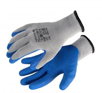 Högert Technik DILL Gants de protection enduits de latex, gris/bleu, taille 9, résistants aux déchirures et aux perforations, parfaits pour les travaux précis dans l'environnement de travail