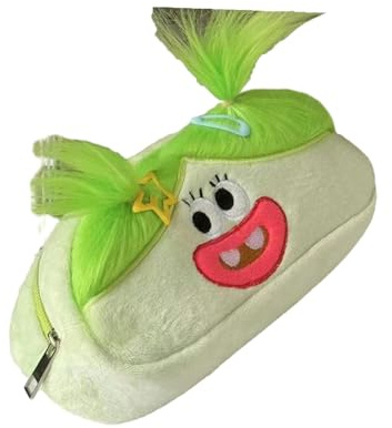 Joucien Creative and quirky explosive pencil case, cute plush large capacity stationery storage bag - green doll [hair accessory set]