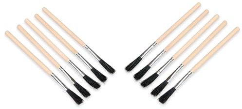 LavaTap Flux Brush 10 Pack – Wooden Handle Brushes with Steel Grip for Low Hair Loss – Ideal for Soldering Flux, Glue, Resin, Crafts, Woodworking & DIY Projects