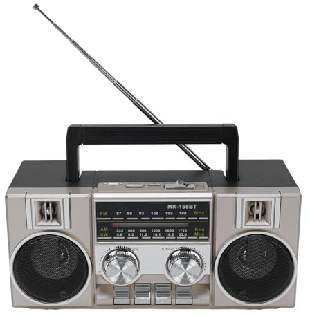 Vvikizy Bärbar Radio, FM AM SW Retro Full Band Clear Sound Quality Med RGB-Högtalare För Trädgårdsparkens Badrum (Guld)
