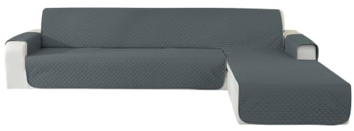 YSTELLAA Impermeable Housse Canapé 3 Places, Housse Canape d'angle Gauche/Droit Universel Réversible, avec Accoudoirs, Protection Chat Chiens Griffures, Sofa Cover Antidérapante, Gris Foncé