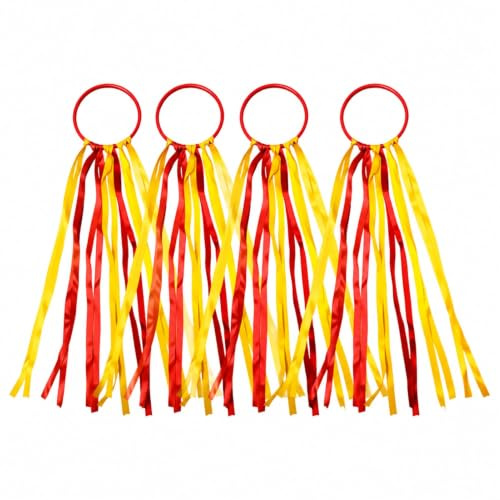 Funver 6PCS Rainbow Dance Ribbons, 45cm Colorful Gymnastics Rhythm Ribbons with Sticks, Sensory Streamers for Performance Training and Creative Movement Play (Red+Yellow)