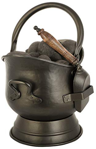 Coal Scuttle Bucket Vintage Style Footed Fuel Bucket with Shovel Recycled Iron Fireside Coal Bucket