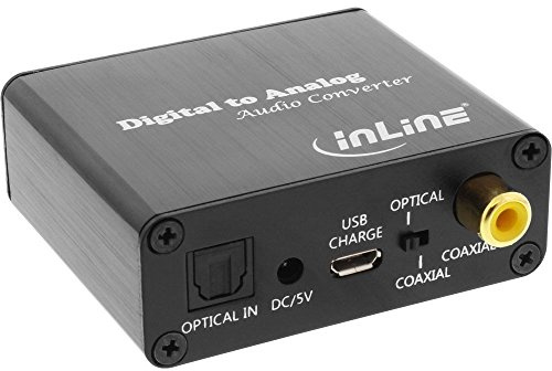 InLine® 65002K Audio Convertor Digital to Analog/Toslink and Cinch Input to Cinch Stereo Output/USB-Powered