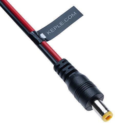 Keple Câble de rallonge d'alimentation CC mâle 2,1 mm / 5,5 mm vers la prise à bout nu Connecteur de fil de baril à fiche compatible avec la caméra de sécurité CCTV, DVR, LED le moniteur 0,3 m