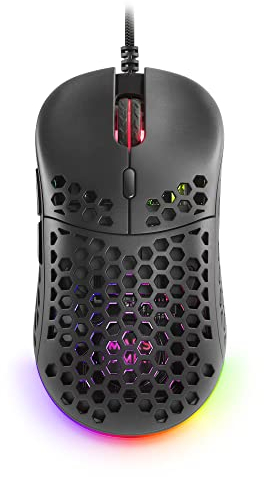 Mars Gaming MM55, Mouse Gaming RGB Chroma, Ultra-lCeggero 55g, 12800 DPI, Switch Meccanici Programmabili HUANO, Nero