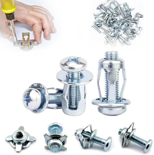 Hohlraumdübel Metall, Jack Nuts Blütenblatt Muttern Fixings Schrauben Dübel Set, Hohlraumdübel Expansion Nut mit Schraubenmontage, für Hohlwände, Dünne Metall und Weiche Wände (20 Stück)