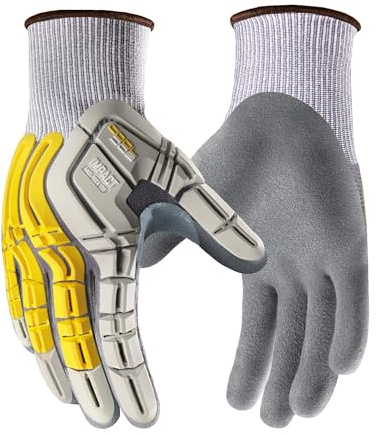 COOLJOB TPR Impact Resistant Safety Work Gloves with Sandy Nitrile Coating, 1 Pair Medium, Yellow