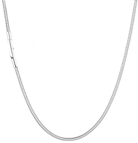 GoPaw Snake Chain Necklace, 2/3/4mm Stainless Steel Men's Necklaces Chain, Silver Chain Necklace Men, Black Thin Snake Necklace with Sturdy Clasp, Chain for Adding a Pendant (Silver-3mm, 56)
