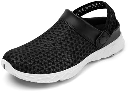 SAGUARO Unisex sommar träskor andas platta tofflor nät tofflor muffin drag pantolett utomhus strandskor halkfria ihåliga sandaler