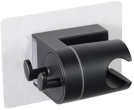 OFFO Supporto soffione doccia senza perforazione, Porta doccino per doccia, supporto per doccia porta soffione doccia autoadesivo angolo regolabile,Nero Opaco