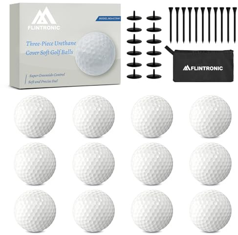 flintronic 12 Palline da Golf, Palla da Golf Professionale a Tre Strati in PU, Nucleo a Bassa Compressione, Migliore Stabilità e Controllo, Accessori da Golfs Premium e Regali da Golfs